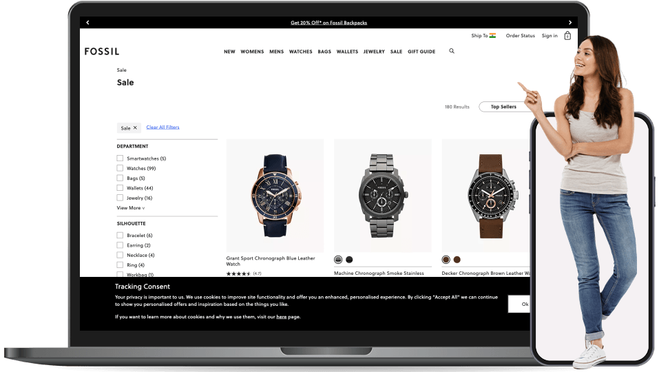 fossil landing page