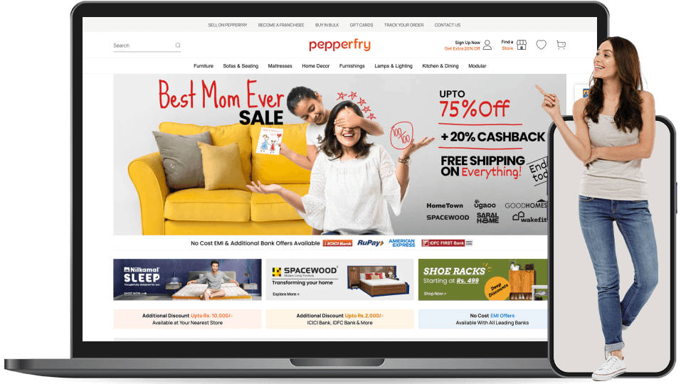 pepperfry landing page