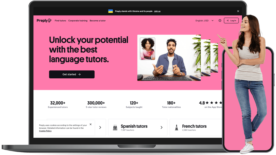 preply landing page