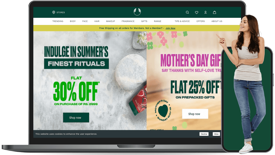 the body shop landing page