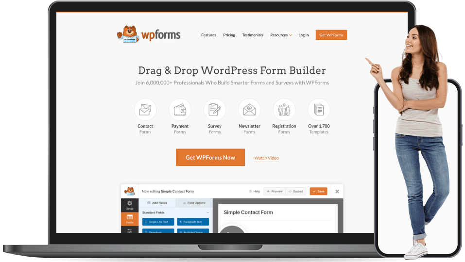 wp forms landing page